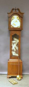 Colonial Mfg Co Georgianstyle Walnutfinished Scrolltop Tall Case Clock