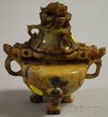 Asian Carved Jade Censer with Cover