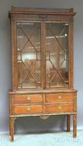 Regencystyle Glazed Carved Maple Book Cabinet