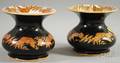 Pair of Brownfield Lustredecorated Black Glazed Ceramic Spittoons