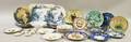 Twelvepiece English Transfer Flow Blue Gem Pattern Ironstone Partial Dinner Set Nine Assorted Plates and a French Fifteenpiece Fr