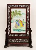 Chinese Porcelain Figural Plaque on Stand