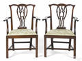 Pair of George III carved mahogany armchairs ca 1770