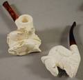 Two Cased Contemporary Carved Meerschaum Tobacco Pipes