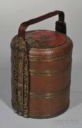 Japanese Threetiered Bamboo and Cane Food Basket