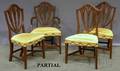 Set of Ten Federalstyle Upholstered Carved Mahogany Shieldback Dining Chairs