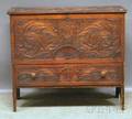 Carved Wood Blanket Chest over Long Drawer