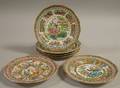 Six Continental Chinese Exportstyle Famille Rosedecorated Porcelain Plates with Reticulated Rims