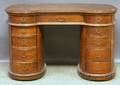 Oak Kidneyshaped Flattop Doublepedestal Desk