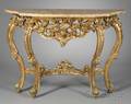 Continental Rococo Revival Goldpainted Marbletop Console Table