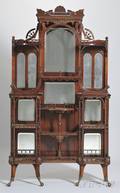 Merklen Bros Attributed Victorian Aesthetic Turned and Carved Cherry Mirrored Etagere