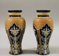 Pair of Royal Doulton Gilt and Glazed Stoneware Vases