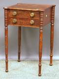 Federal Walnut and Mahogany Veneer Twodrawer Stand