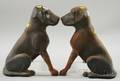 Pair of Liberty Foundry Cast Iron Seated Labrador Retriever Puppy Andirons