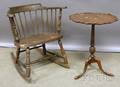 Federalstyle Carved Mahogany Tilttop Candlestand and a Windsorstyle Firehouse Rocker