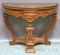 Victorian Renaissance Revival Carved Walnut Demilune Card Table