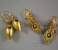 Two Pairs of Antiquestyle Gold Earrings
