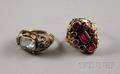 Two Antique 14kt Gold Gemset Rings