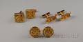 Three Pairs of 18kt Gold Cuff Links