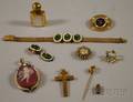 Group of Mostly Gold Enamel and Cameo Jewelry