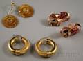 Two Pairs of 14kt Gold Earrings