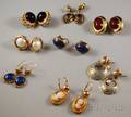 Eight Pairs of Gold Gemset Earrings