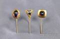 Three 14kt Gold Stickpins