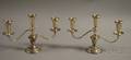 Pair of Empire Weighted Sterling Silver Convertible Threelight Candelabra