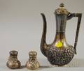 Duhme  Co Sterling Silver Repouss Demitasse Coffeepot and a Pair of Hamilton  Diesinger Sterling Silver Salt and Pepper Shakers
