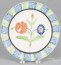 Blue and green spatterware plate