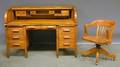 Early 20th Century Oak Rolltop Desk and Desk Armchair