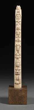 Northwest Carved Ivory Totem Pole