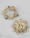 Two Gold Gemset Brooches