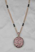 18kt Rose Gold Ruby and Black Diamond Lava Necklace Alex Soldier