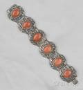 Silver and Coral Bracelet