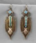 Antique 14kt Gold and Turquoise Earpendants