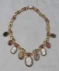 Antique Highkarat Gold and Hardstone Cameo and Hardstone Intaglio Necklace