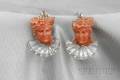 Coral and Rock Crystal Figural Earpendants