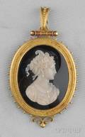 Antique 18kt Gold and Hardstone Cameo Pendant