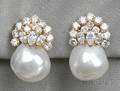 18kt Gold Baroque Pearl and Diamond Earclips