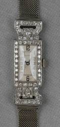 Art Deco Platinum and Diamond Wristwatch Paul Vallette