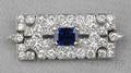 Art Deco Platinum Sapphire and Diamond Brooch Cartier