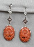 Platinum Coral and Diamond Earpendants Cathy Waterman