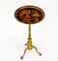 Diminutive Chinoiserie Decorated Brass Stand