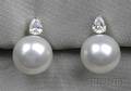 18kt White Gold South Sea Pearl and Diamond Earclips
