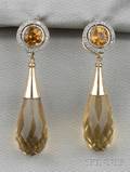 Citrine and Diamond Earpendants
