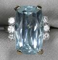 14kt White Gold Aquamarine and Diamond Ring