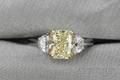 Platinum 18kt Gold and Fancy Yellow Diamond Solitaire