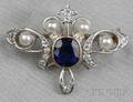 Edwardian Sapphire and Diamond Pin Whiteside  Blank