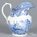 Blue Staffordshire Indian Temple pitcher